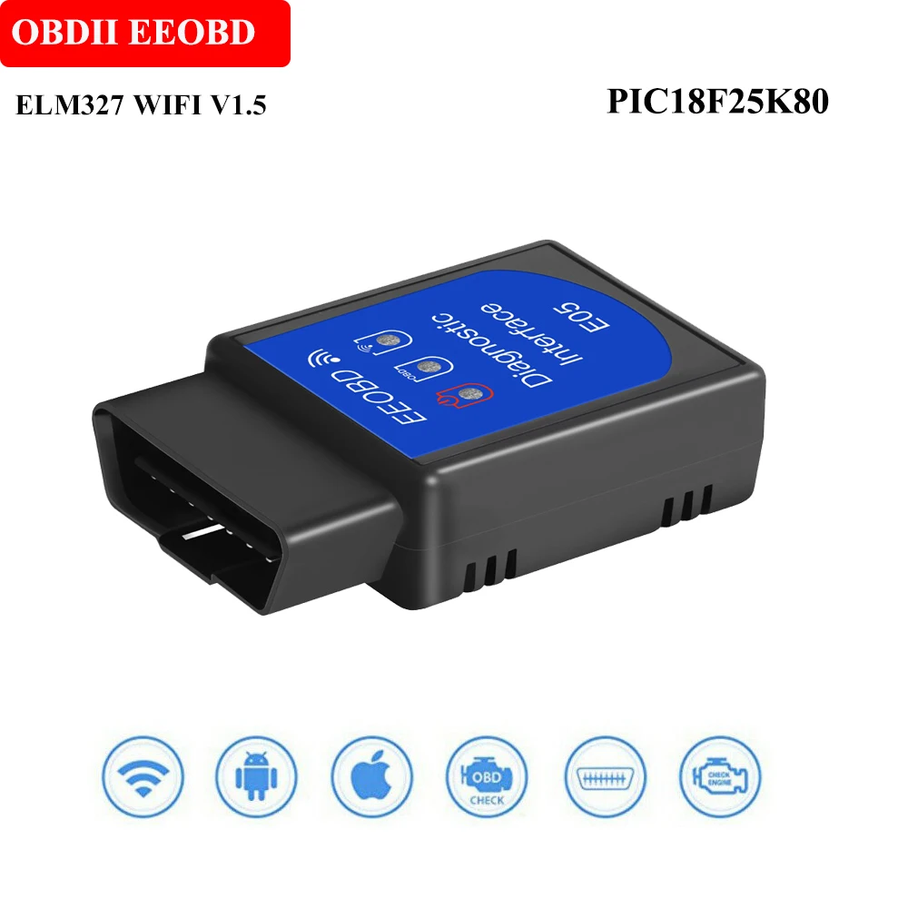 Автомобильный сканер неисправностей двигателя OBD2 ELM327 V1.5 PIC18F25K80 Super WIFI для Audi A3 A4 A6
