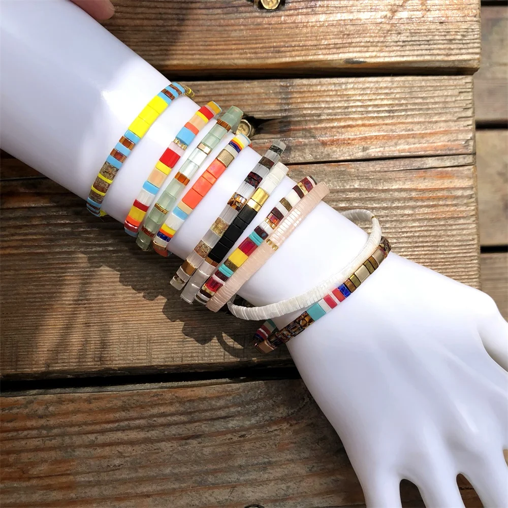 Женский браслет JOYE Простой из белого золота импортированный Японии с бусинами