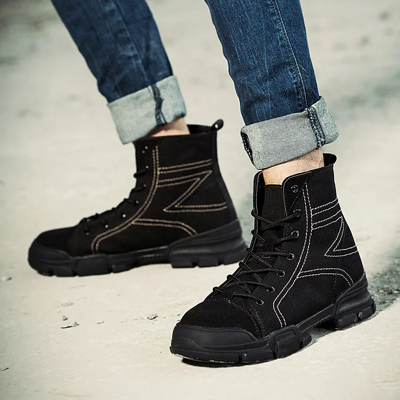Мужские повседневные ботильоны в байкерском стиле мужские зимние ботинки
