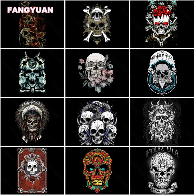 

5D Diy Diamond Painting Skeleton Bone Card Cross Stitch Kits Flower Skull Full Diamond Embroidery Sale Rhinestones Home Decor