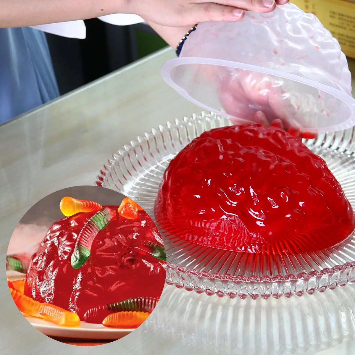 Формочка в виде мозга Jello Mold Gummy Worm силиконовая форма Yummy Spooky реквизит для дома