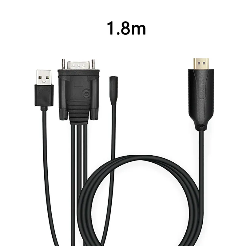 HDMI к VGA кабель адаптер 1 8 м с USB и аудио входом HDMI2VGA Кабель видеокабель