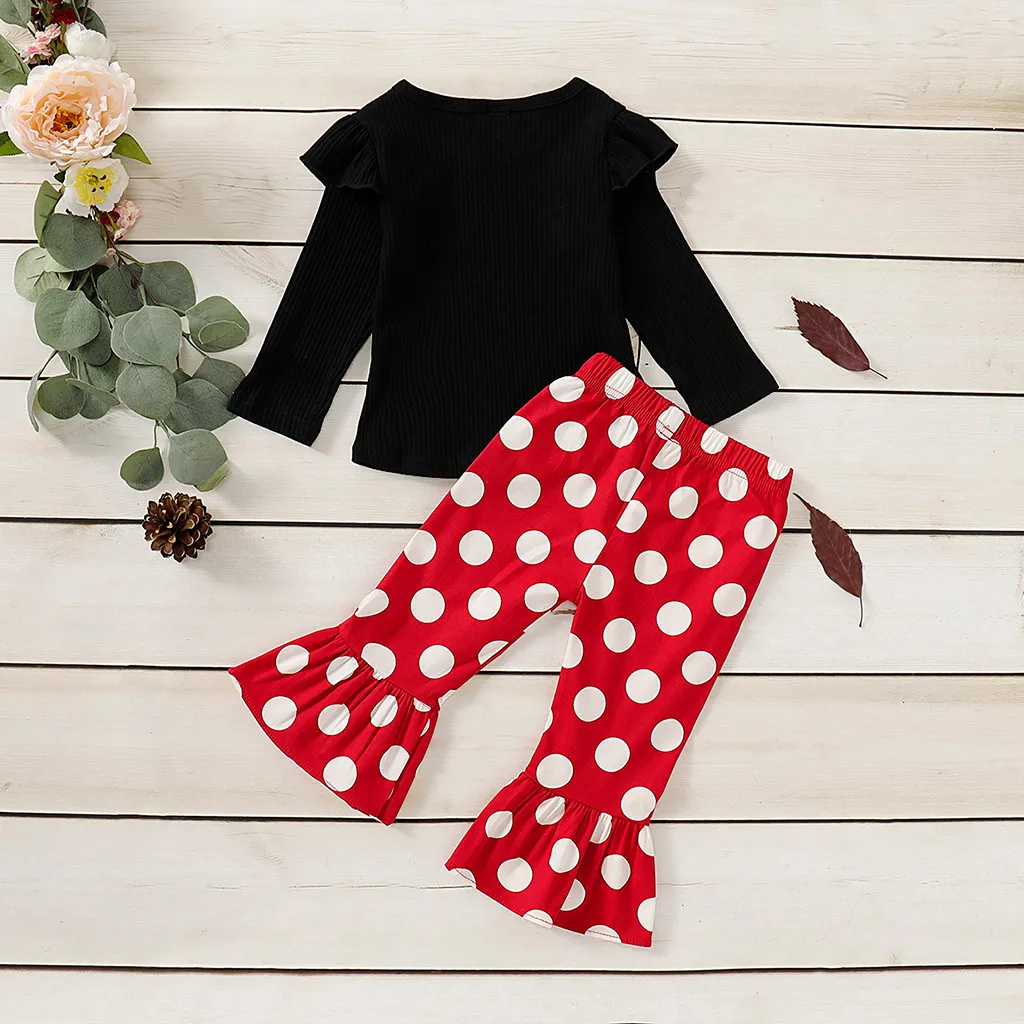Осенне зимний комплект одежды из 2 предметов для маленьких девочек футболка с