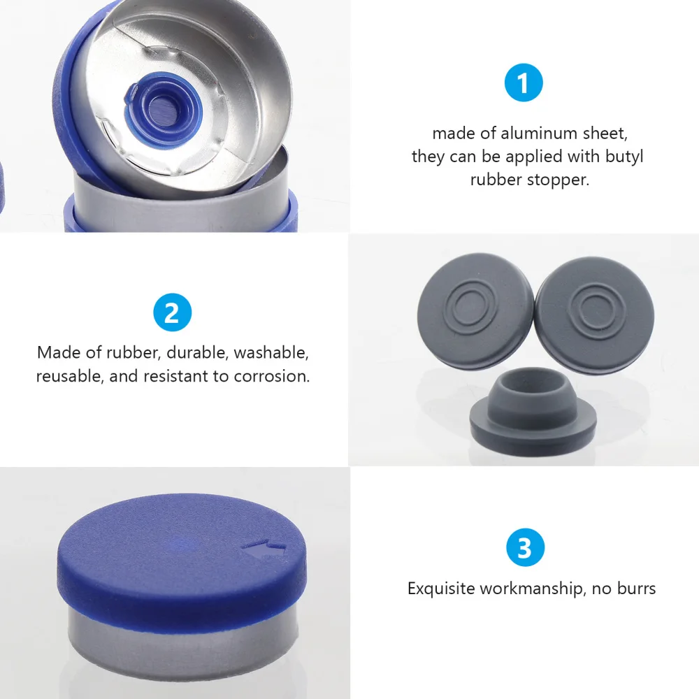 

200 Pcs Safe Bottle Stoppers Aluminum Cap for Glass Vial and Liquid Culture Jars
