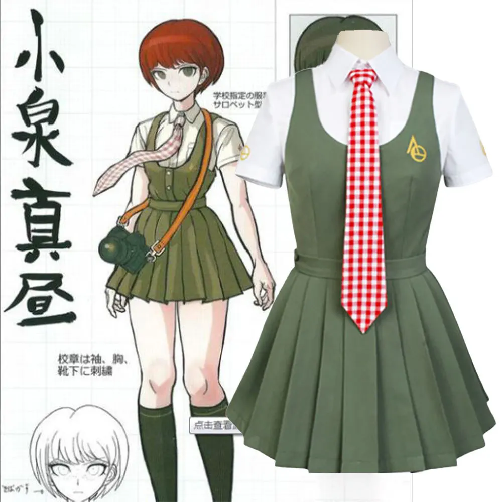 

Хэллоуин вечерние аниме Danganronpa 2 Косплэй Коидзуми Mahiru женские Косплэй костюм 3in1 рубашка + платье + галстук-бабочка