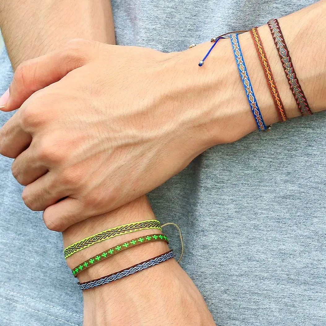 

KELITCH New 2022 Cotton Friends Bracelets Bohemian Strand Bracelets Handmade Rope Ethnic Charm Chain Bracelets