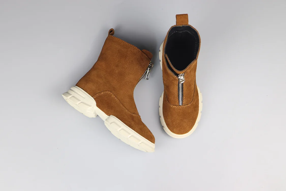 Замшевые кожаные сапоги для маленьких девочек принцессы до середины икры модные