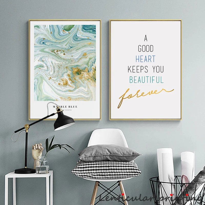 Зеленый и золотой постер в скандинавском стиле доброе сердце сохраняет вас