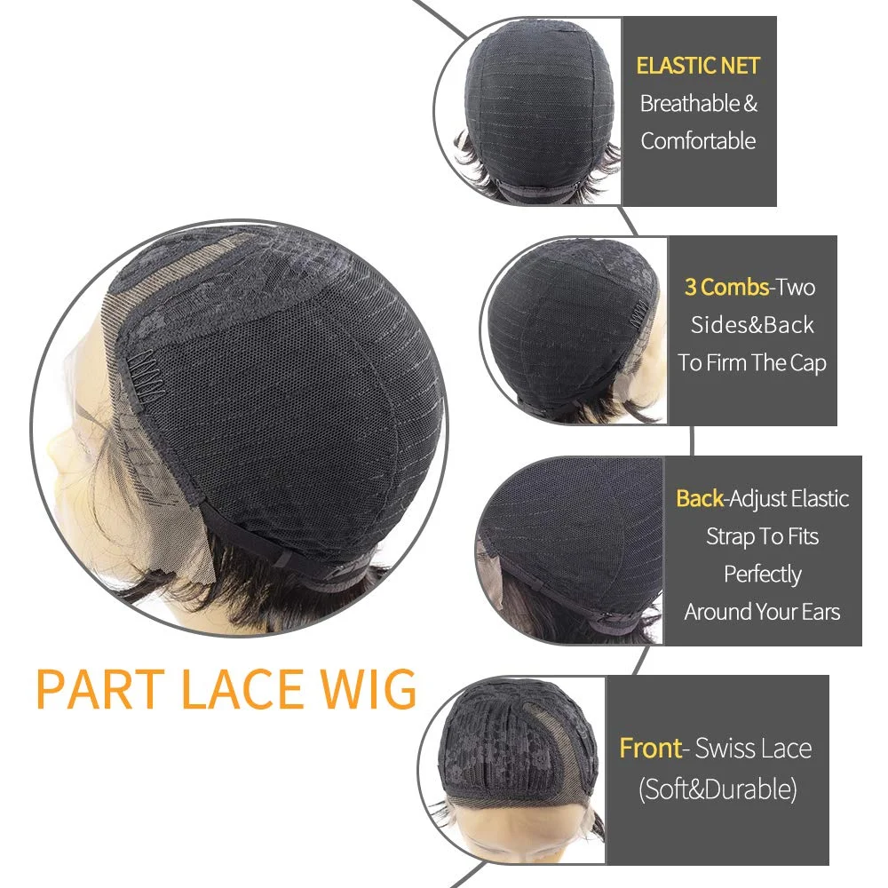 Short Pixie Cut Lace Wigs Human Hair 13x1 T Part Bob Lace Wig 150 Density Brazilian Remy Hair Wigs for Black Women 5 Star Hair