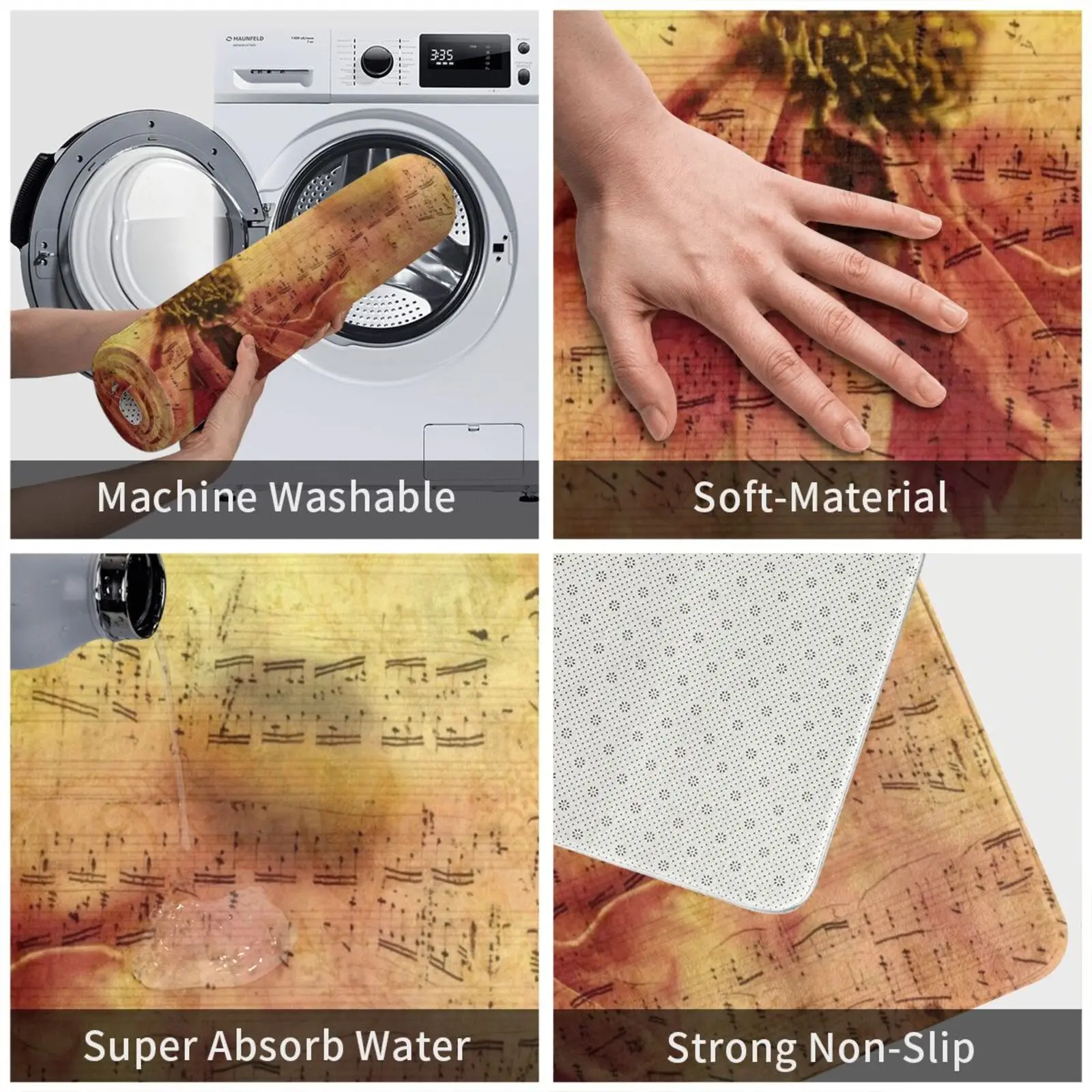 Цветочный | Романтический цветочный мотив Музыкальный фон коврик для входной