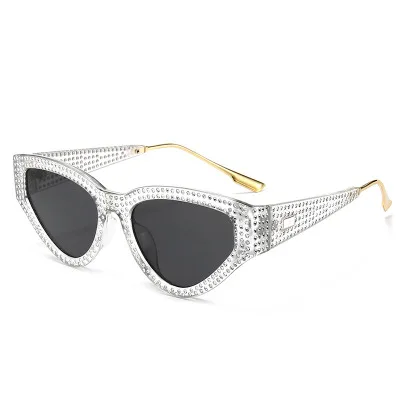

2021 new diamond small frame fashion catstyle sunglasses cat's eye sunglasses