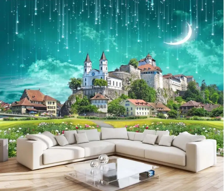 

AINYOOUSEM Castle meteor shower 3D TV sofa background wall papier peint papel de parede wallpaper 3d wallpaper stickers