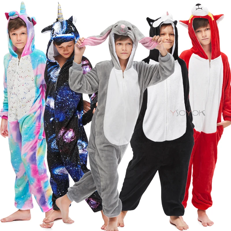 Кигуруми детей единорог пижамы для с рисунками животных из мультфильмов Детская