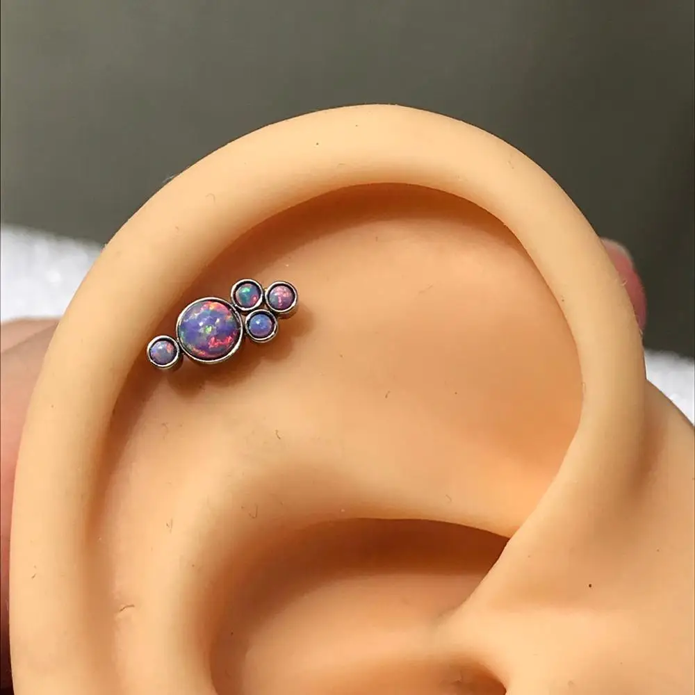 16G хирургическая сталь плоский огненный опал Хрящ уха Козелка завитка ушной