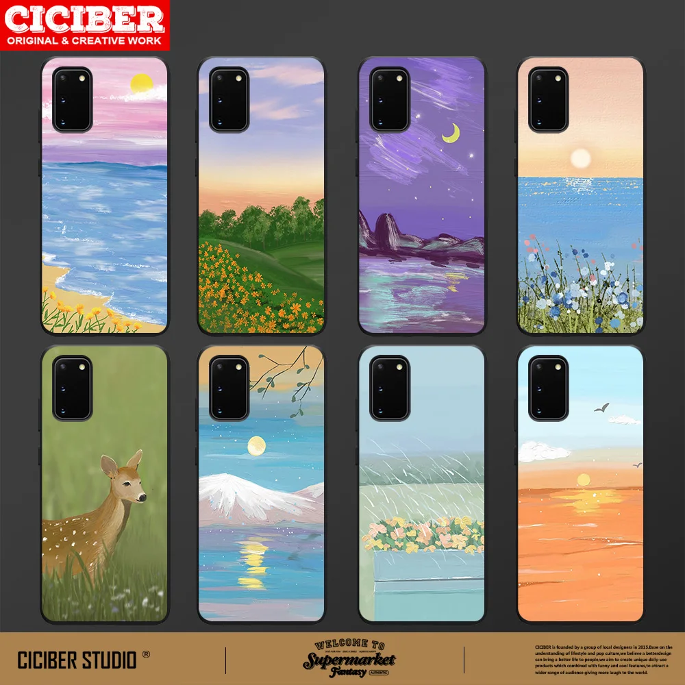 

Deer Painting Case For Samsung A51 A71 S21 A50 A70 A52 A72 A32 S20 S10 S9 Ultra Puls Note 20 10 Plus Black Cover Fundas Coque