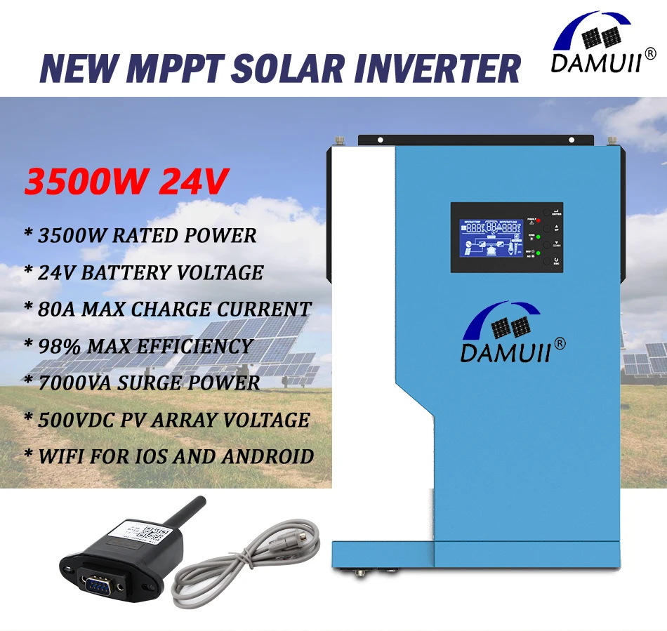 Гибридный солнечный инвертор DAMUII MPPT кВА ва А В-В постоянного тока вход PV В