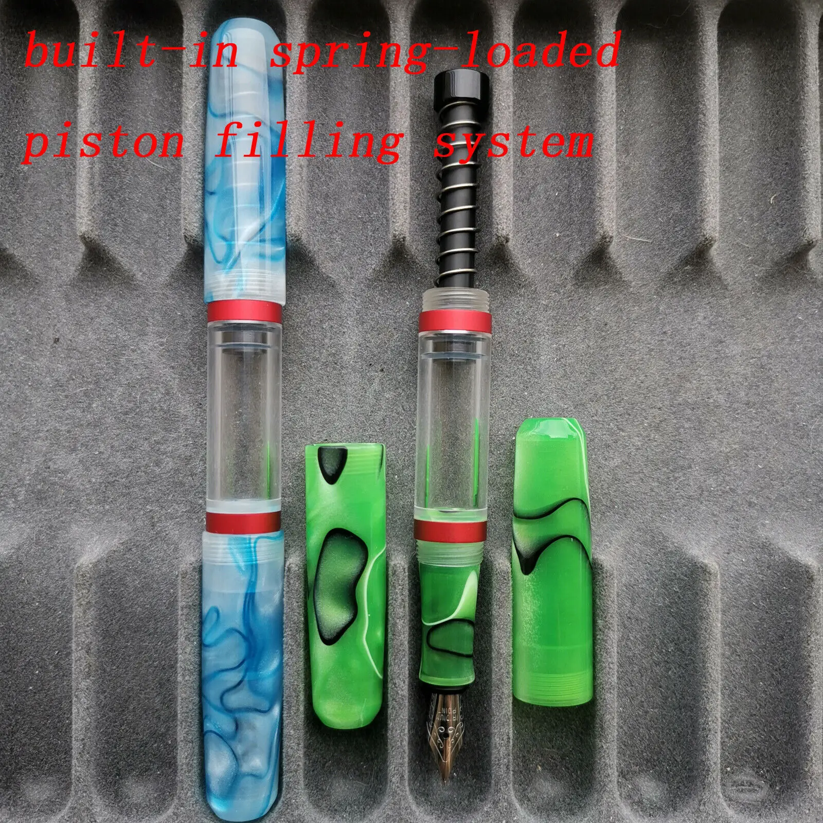 Перьевая ручка прозрачная из смолы ручки для фонтанов M Nib пружинный поршень