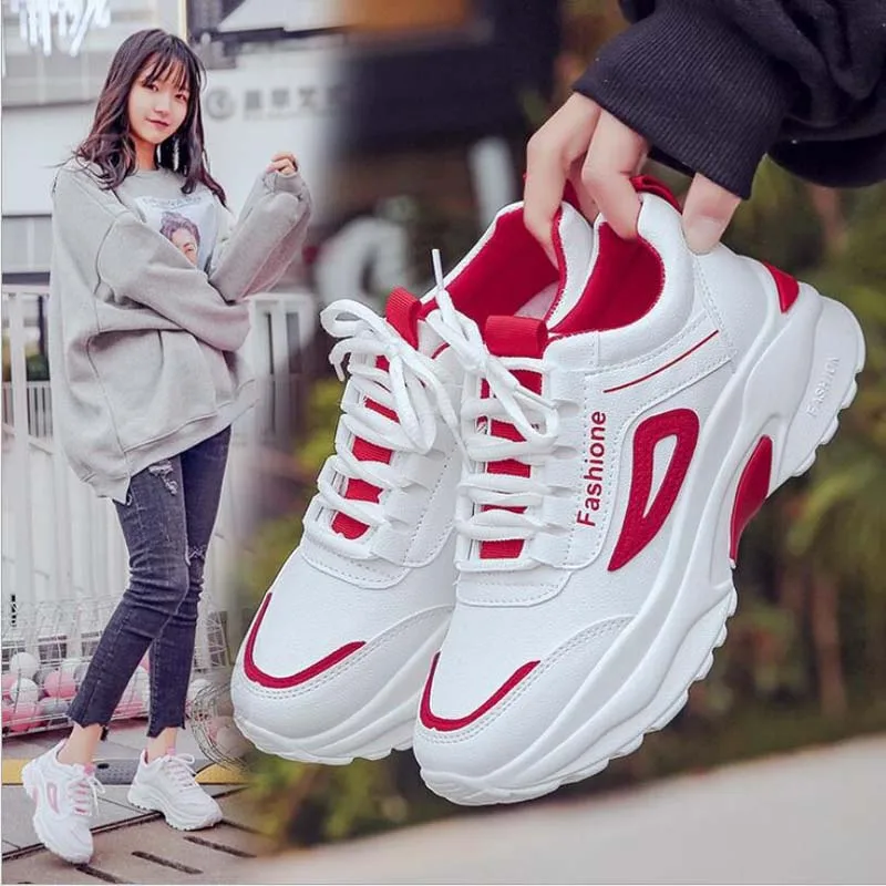 

2021 new thick-soled sports shoes shoes breathable casual shoes women fashion ladies white vulcanized shoes