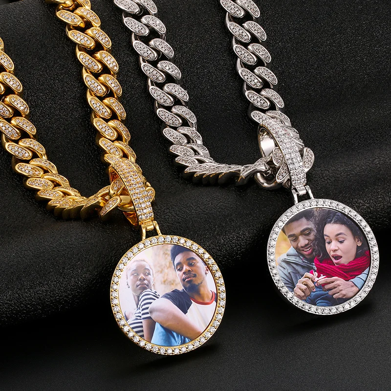 Круглое ожерелье с кулоном в виде медальона фото на заказ мужские ювелирные