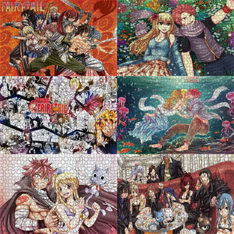 

500 Piece Fairy Tail Jigsaw Puzzles Wooden Natsu Gray Erza Lucy Puzzles For Adults Children Educational Toys Gifts