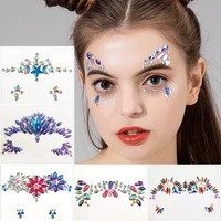3d diy temporary face tattoo eyebrow diamond stickers body art face stickers make up dance party fake tattoo stickers for women