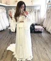 bohemian wedding dress two pieces 2 boho lace bridal gowns gorgeous rustic half sleeve flare sweep train brides dress charming