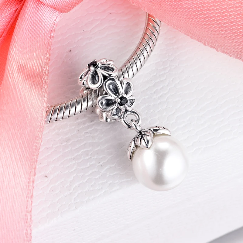 Подвеска с белым жемчугом для браслета Pandora|beads for jewelry making|beads jewelrywhite pearl |