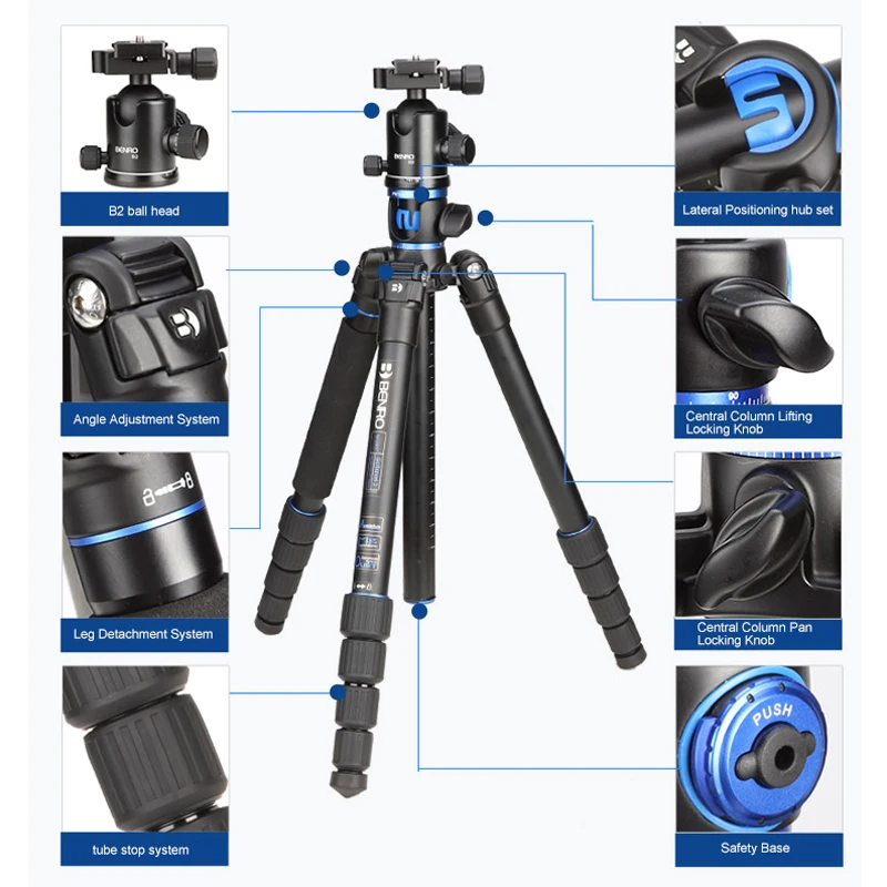 BENRO 360 градусов цифровой SLR DSLR Портативный штатив для камеры Профессиональный