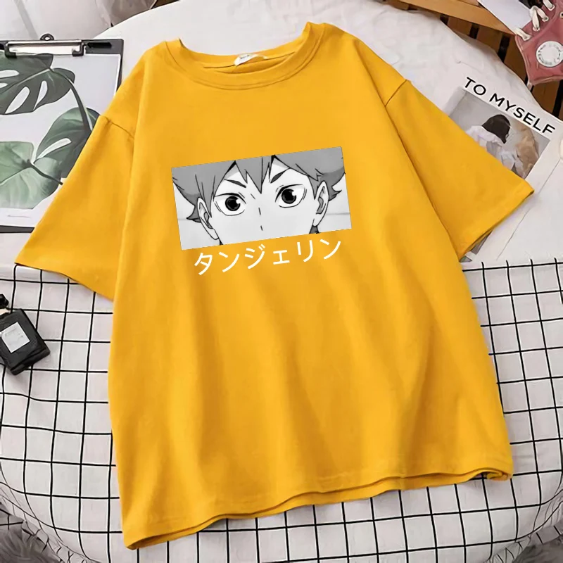 

Haikyuu аниме женская футболка с круглым вырезом свободная футболки с коротким рукавом модный бренд оверсайз Топ 2021 Новая мягкая футболка с кр...
