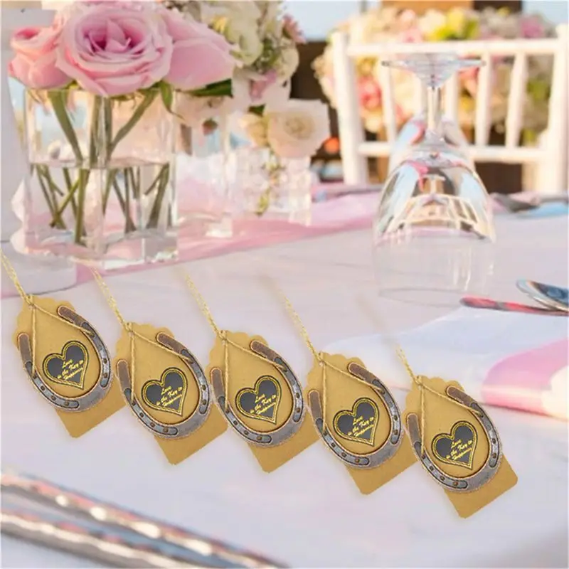 

10x Vintage Metal Horseshoe Heart Tags Wedding Favor Gifts for Guest Baby Shower R7RC