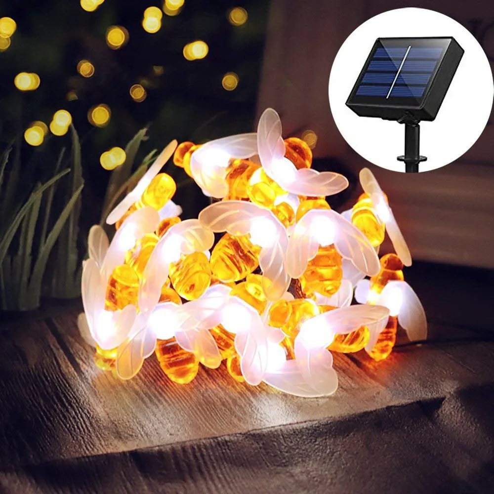 Solar Powered 7 Meters 50 Leds Bee Creative String Light Home Decoration Outdoor Christmas Fairy Lighting Garden Patio Party