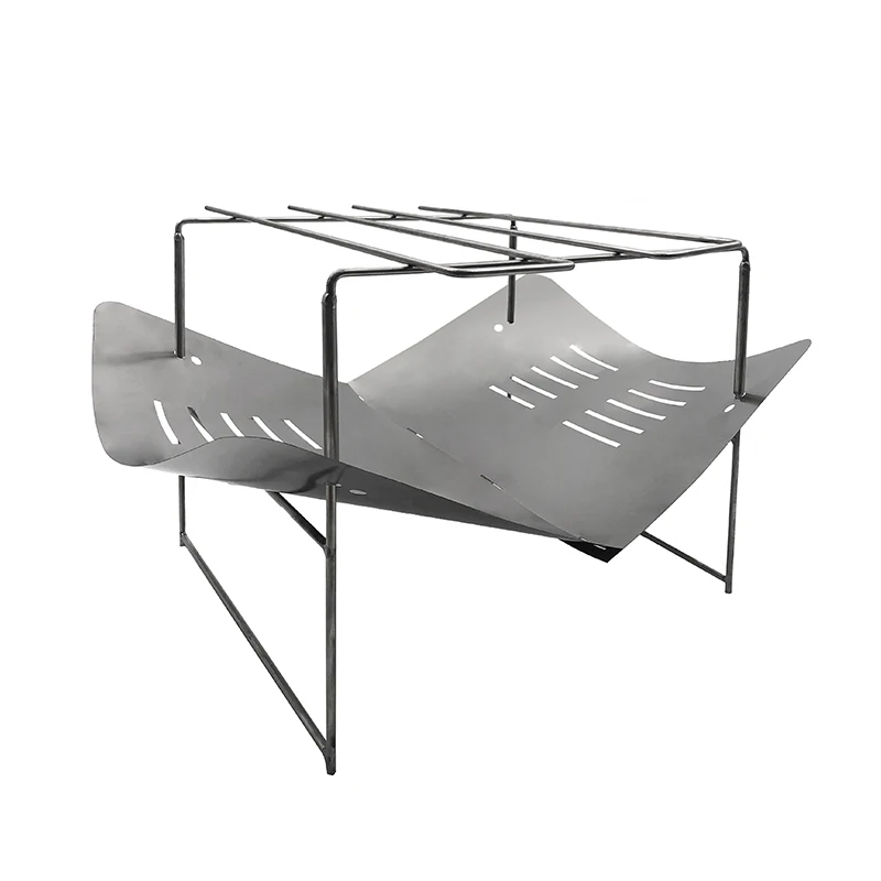 Titanium version Сверхлегкая Наружная дровяная плита, многофункциональная Складная нагревательная плита из титанового сплава, барбекю, угольная плита - Цвет: Titanium version