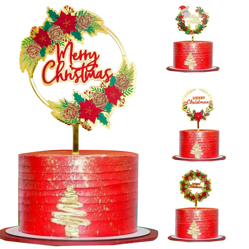 

Рождественская вечеринка, акриловые топперы для торта, Цвет Санта-Клауса, Рождественский Топпер для торта для дома, с новым годом