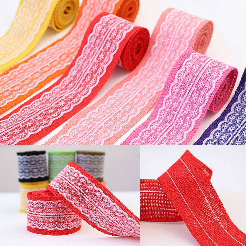 

2m/roll 6cm Lace Burlap Hessian Ribbon DIY Bowknot Craft Vintage Rustic Wedding Decoration Centerpieces Gift Wrapping Ribbon Bow