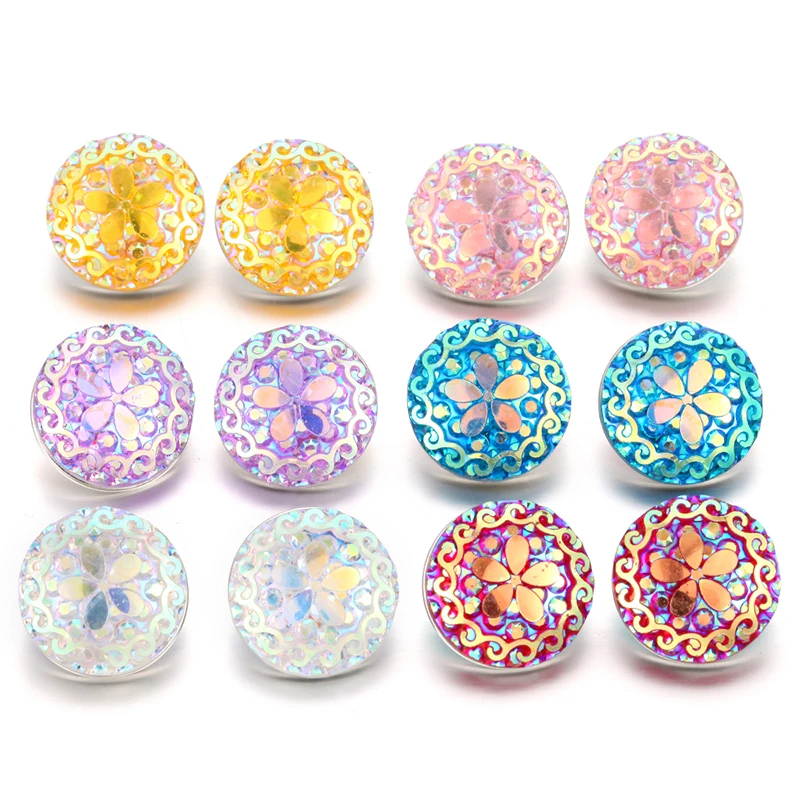 10 шт./лот новые ювелирные изделия на кнопках круглые полимерные цветы кнопки 18 мм