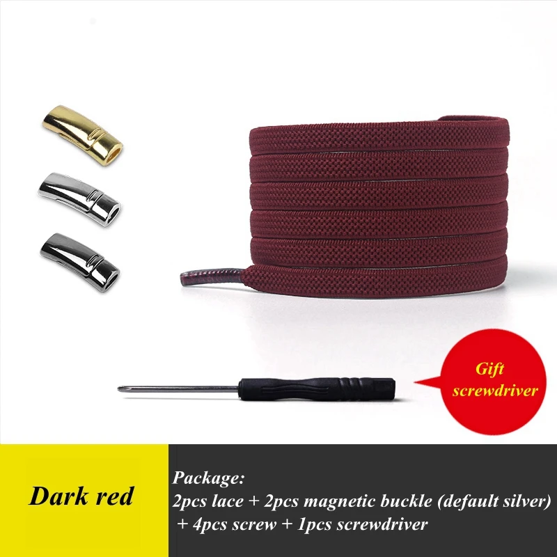 Dark red 1 пара эластичных магнитных шнурков, быстро не завязываются шнурки для обуви, для детей и взрослых, унисекс, фиксирующие шнурки на плоской подошве, кроссовки, шнурки для обуви - Цвет: Dark red