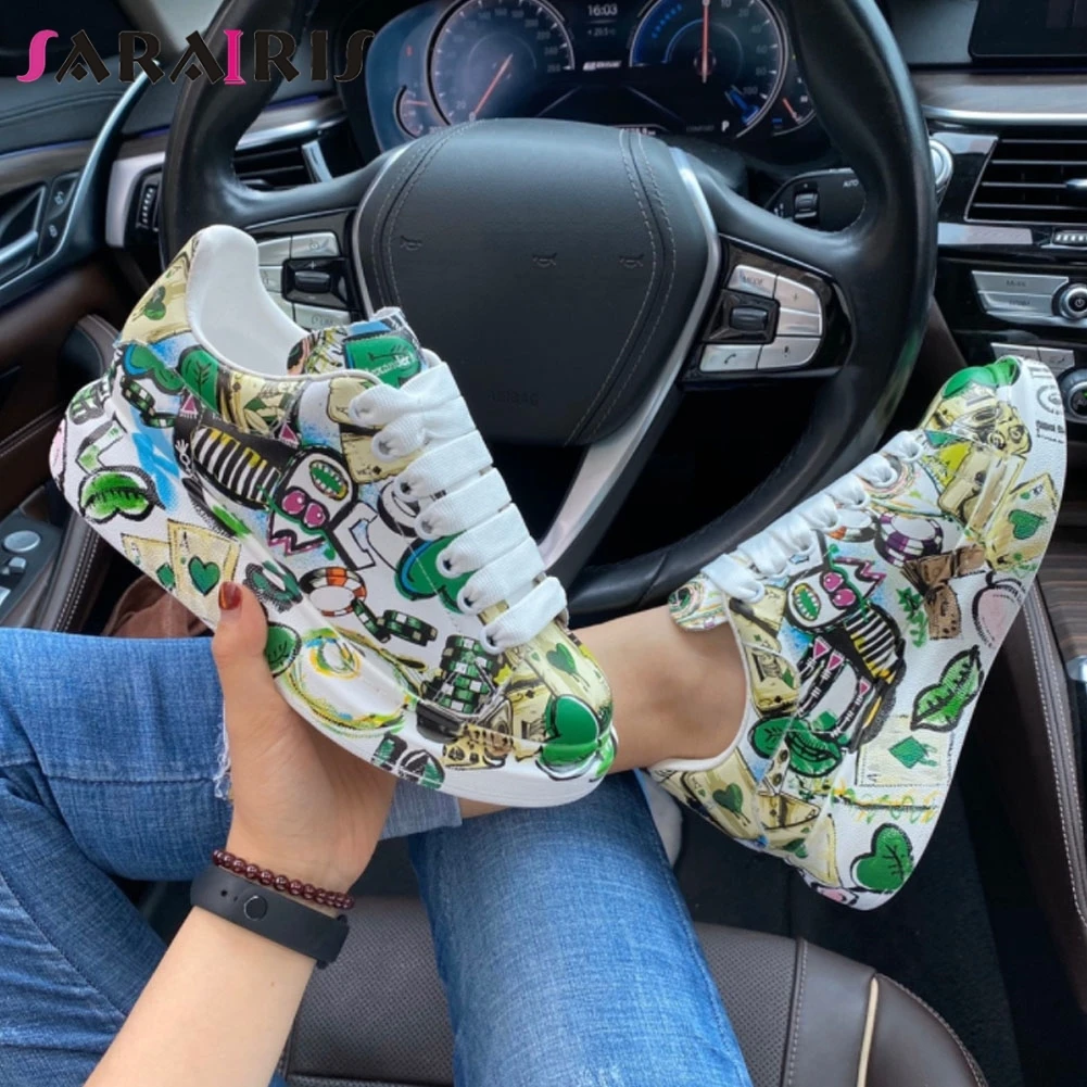 

SaraIris Lace Up Mixed Color Women Sneakers Flat Casual Platform Comfy Trendy Women Sport Shoes Brand Ladies Vulcanized Shoes