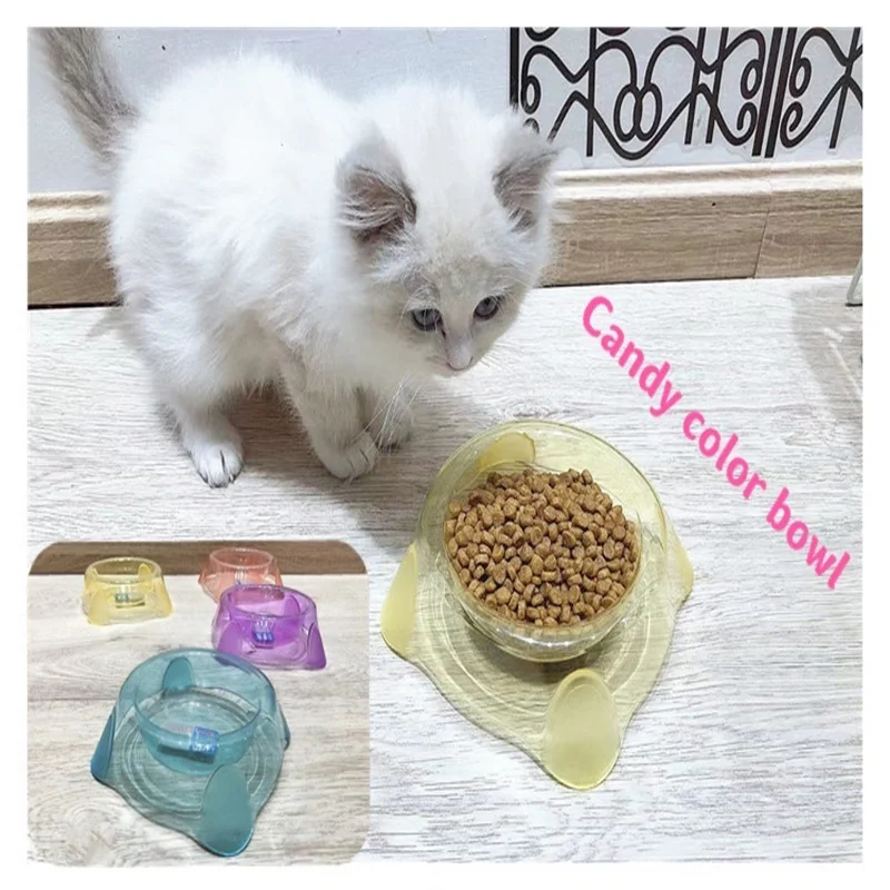 

New Dog Feeder Transparent Candy Color Cat Dog Bowl Easy To Clean Pet Waterer Pet Feeding Supplies Pet Supplies Dog Accessories