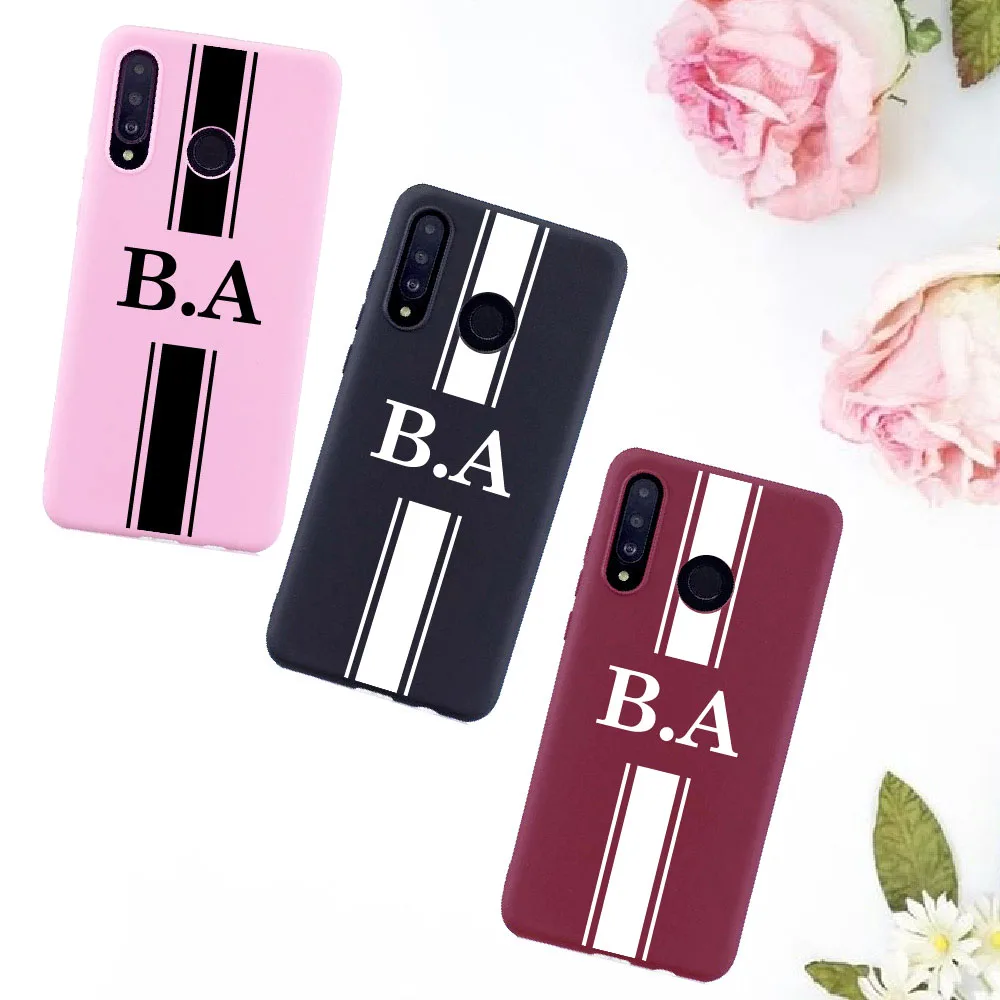 

Stripes Personalized Customize Name Silicone Candy Phone Case Fundas For Huawei Honor Mate 10 20 Nova P20 P30 P40 P Smart