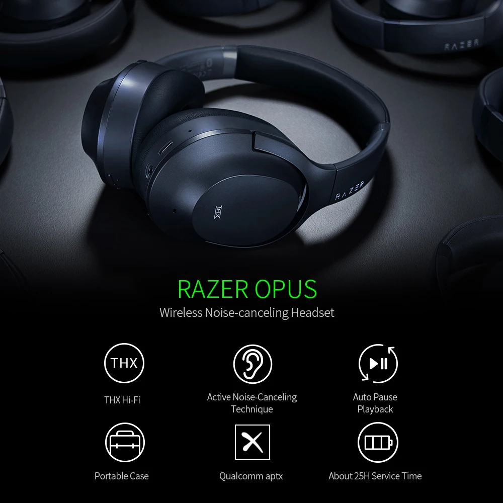 Razer OPUS гарнитура ANC Active Шум bluetooth наушники с системой снижения уровня Беспроводной