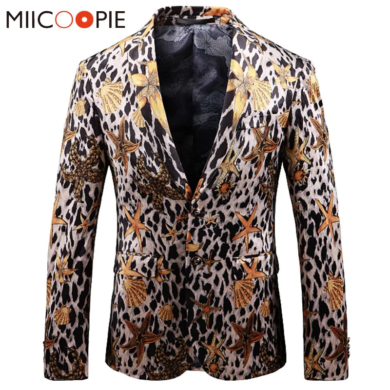 Леопардовый костюм для мужчин роскошные модные блейзеры с цветочным принтом