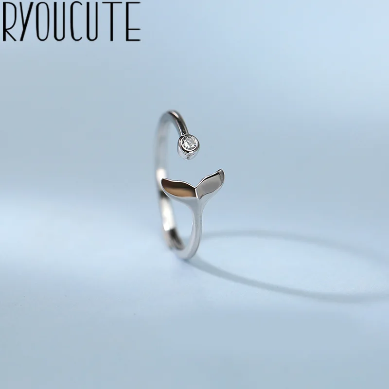 Новинка милое забавное серебристое кольцо на палец в виде рыбьего хвоста для