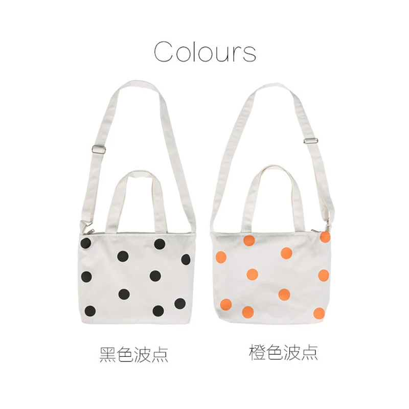

Canvas Totes Purses and Handbags for Women 2021 Fashion Girls Female Shoppers Casual Solid Color Polka Dots Joker Crossbody Bags