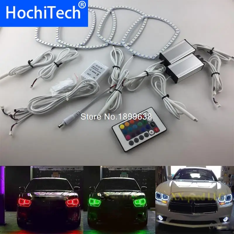 Для Dodge Зарядное устройство 2011 2012 2013 2014 RGB светодиодный фар колец halo ангел демон