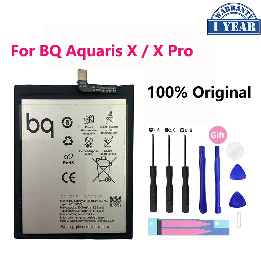Bater&iacute;a de tel&eacute;fono 100% Original de alta calidad, 3100mAh, para BQ Aquaris X Pro, bater&iacute;as de repuesto-0