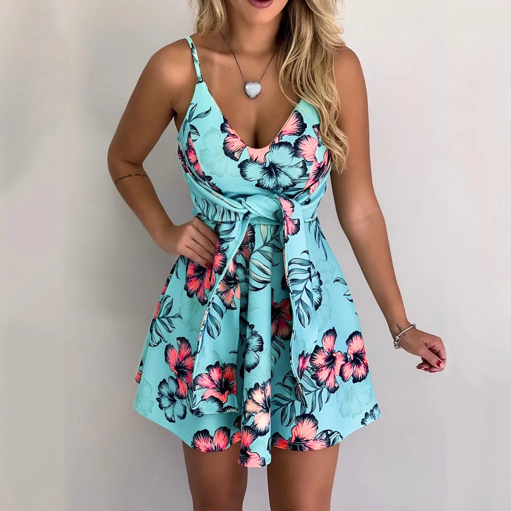 Женское платье без рукавов летние платья женские оборки Бандажное мини-платье с