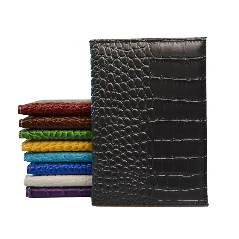 

Fashion Solid Candy Color Passport Holder Crocodile Grain PU Leather No letters Blank Passport Cover Wallet