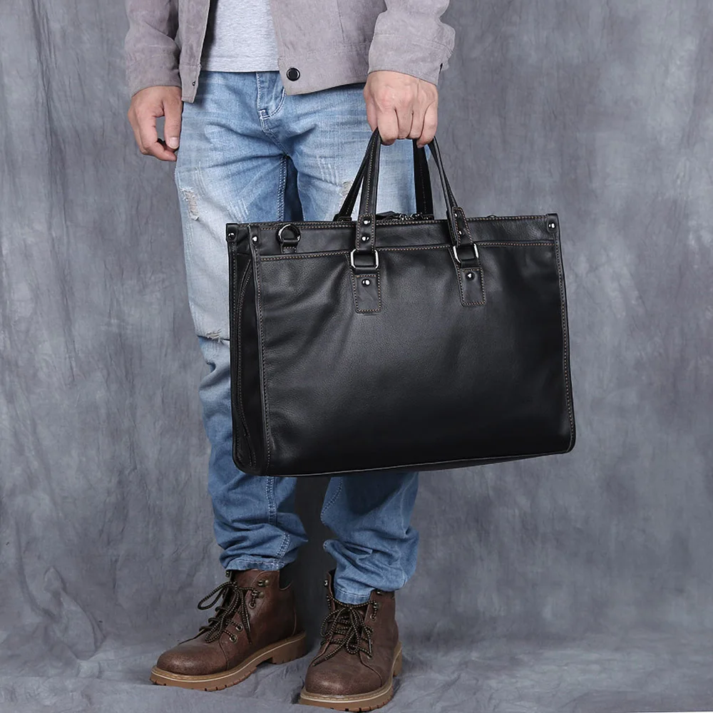 

Casual Men's Briefcase Genuine Leather Casual Original Man Handbag High Capacity Shoulder Bag For 15.6 Inch Laptop Bag NUPUGOO