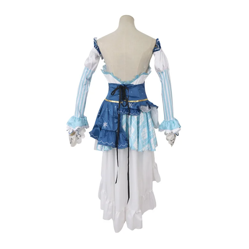 

Anime Snow Miku Cosplay Costumes Blue Princess Dresses Suits Evening Dress Suit With White Silk Cloak Wedding Dress