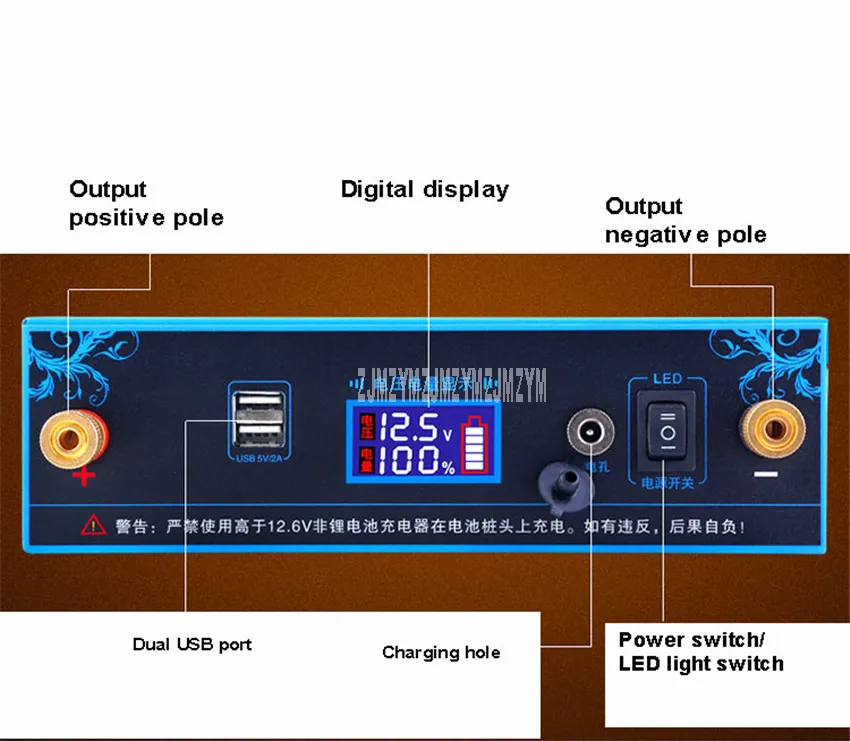 12V 220Ah/300Ah литиевая батарея легкая большая емкость двойной USB порт с светодиодный подсветкой для динамика портативный источник питания